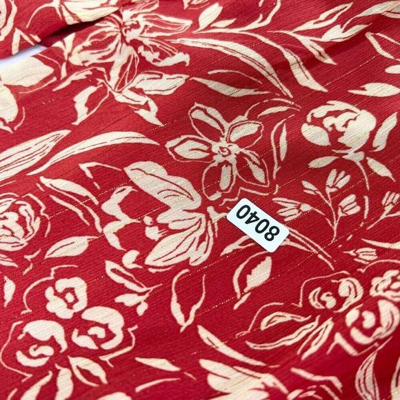 Torrid Dress Womens 4 Red & Gold Floral Keyhole Back Long Sleeve V-Neck - Picture 11 of 11